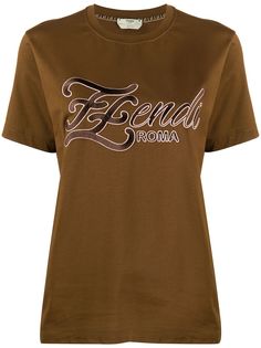 Fendi футболка с вышивкой FF Karligraphy