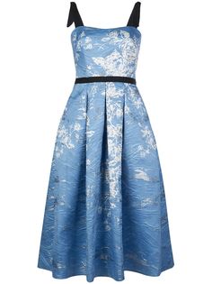 Marchesa Notte платье с цветочным принтом и складками