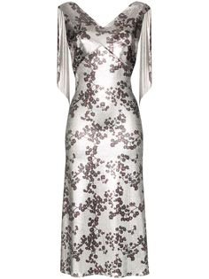 Paco Rabanne декорированное платье миди с цветочным принтом