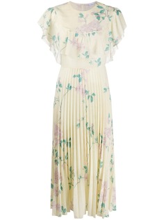 RED Valentino плиссированное платье с цветочным принтом