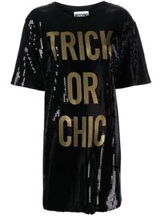 Moschino платье-футболка Trick or Chic с пайетками