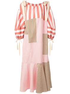 Lee Mathews платье-рубашка в полоску в технике пэчворк