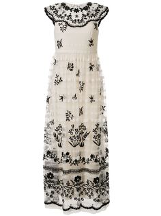RedValentino платье макси с цветочной вышивкой