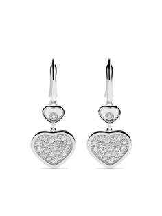 Chopard серьги-подвески Happy Hearts из белого золота с бриллиантами