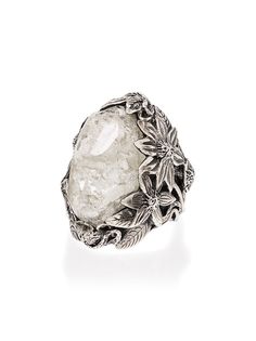 Lyly Erlandsson серебряное кольцо Winter Leaf с кристаллом