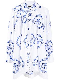 Simone Rocha рубашка оверсайз с цветочной вышивкой