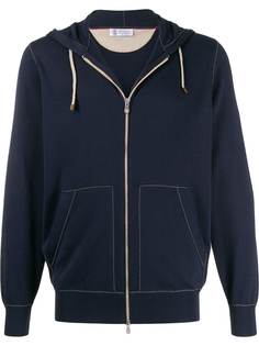 Brunello Cucinelli худи на молнии с контрастной строчкой