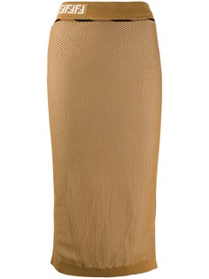 Fendi сетчатая юбка-карандаш с логотипом FF