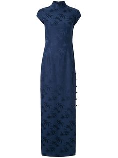 Shanghai Tang жаккардовое длинное платье Qipao Bamboo