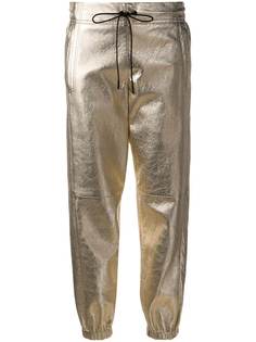 Saint Laurent спортивные брюки с эффектом металлик
