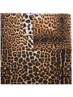 Saint Laurent кашемировый шарф с леопардовым принтом