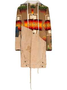 Greg Lauren пальто 50/50 Navajo с капюшоном и узором