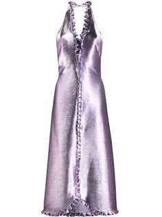 Temperley London платье миди с вырезом халтер и эффектом металлик