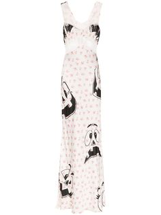 Moschino платье макси с кружевом и принтом