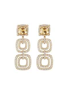 David Yurman 18kt yellow gold Châtelaine citrine and diamond drop earrings