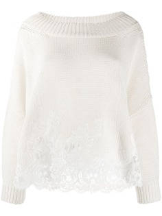 Ermanno Scervino трикотажный джемпер с кружевным подолом