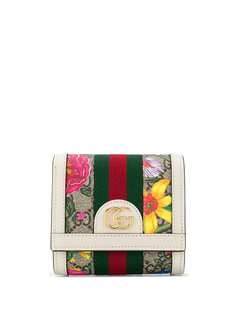 Gucci кошелек Ophidia с принтом Flora и логотипом GG