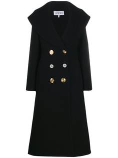 Loewe двубортное пальто с контрастными пуговицами