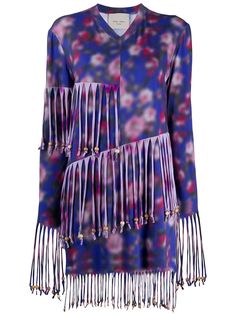 Frankie Morello платье мини с V-образным вырезом и бахромой