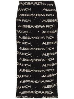 Alessandra Rich твидовая юбка-карандаш с логотипом