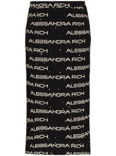 Alessandra Rich твидовая юбка-карандаш с логотипом