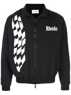 Rhude куртка с воротником-воронкой и логотипом