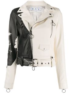 Off-White байкерская куртка с эффектом разбрызганной краски