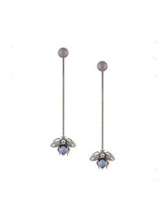 Axenoff Jewellery серебряные серьги-подвески с аметистом и жемчугом