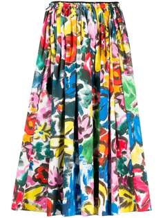 Marni юбка миди с принтом и складками