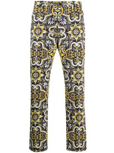 Dolce & Gabbana зауженные брюки с принтом Maiolica
