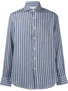 Brunello Cucinelli полосатая рубашка строгого кроя