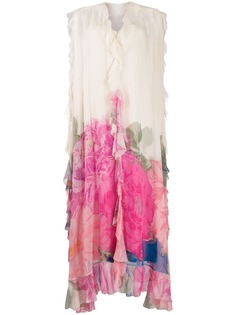 Valentino платье с цветочным принтом и оборками