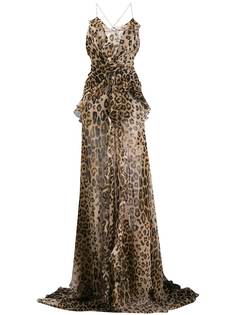 Etro платье макси с леопардовым принтом