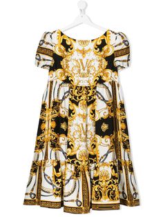 Young Versace платье с короткими рукавами и принтом Baroque