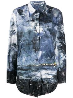 Acne Studios рубашка оверсайз с принтом