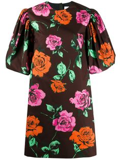 MSGM платье с пышными рукавами и принтом