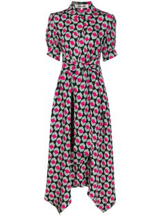 DVF Diane von Furstenberg платье-рубашка миди с геометричным принтом