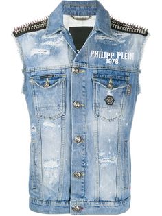 Philipp Plein джинсовый жилет с заклепками