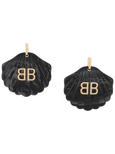 Balenciaga серьги в форме ракушки с логотипом BB