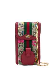 Gucci клатч с узором Flora и цепочкой