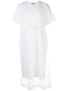 Simone Rocha платье рубашка со вставкой из тюля