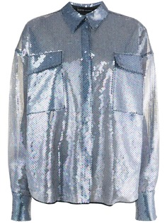 David Koma полупрозрачная рубашка с пайетками
