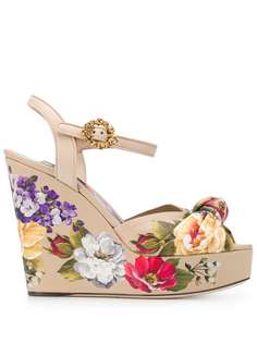 Dolce & Gabbana босоножки на танкетке с цветочным принтом