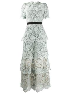 Self-Portrait ярусное платье с цветочным кружевом