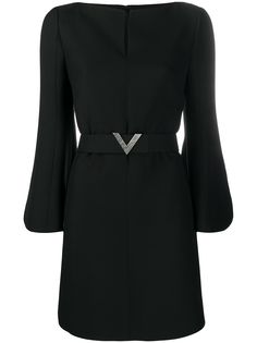 Valentino платье с поясом и логотипом VLogo