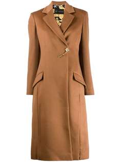 Versace фактурное пальто с брошью