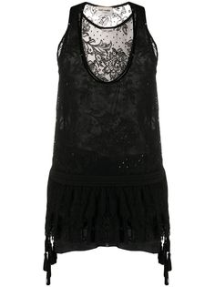 Saint Laurent кружевное платье мини с пайетками
