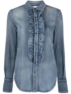 Saint Laurent джинсовая рубашка с оборками