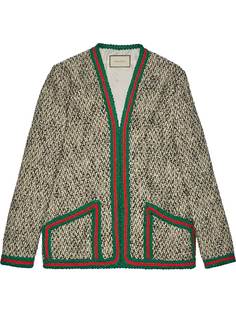 Gucci твидовый жакет с отделкой Web