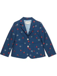 Gucci Kids однобортный блейзер с узором GG и принтом